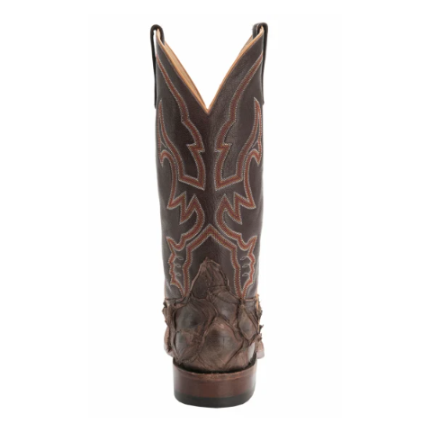 Men's Anderson Bean Distressed Brown Big Bass and Chocolate Wide Square Toe Cowboy Boot-BROWN