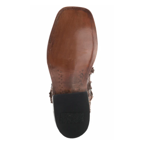 Men's Anderson Bean Distressed Brown Big Bass and Chocolate Wide Square Toe Cowboy Boot-BROWN