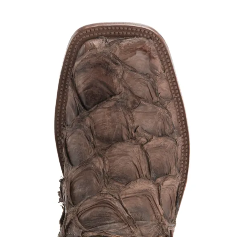 Men's Anderson Bean Distressed Brown Big Bass and Chocolate Wide Square Toe Cowboy Boot-BROWN