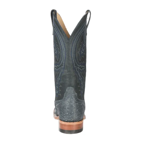 Men's Anderson Bean Black Safari Full Quill Ostrich Wide Square Toe Exotic Cowboy Boots-BLACK