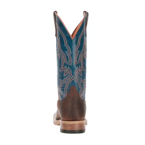 Men's Anderson Bean Briar Brown and Teal Wide Square Toe Cowboy Boot-BROWN