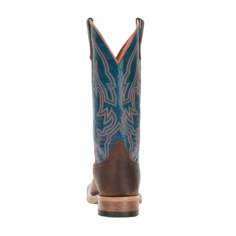 Men's Anderson Bean Briar Brown and Teal Wide Square Toe Cowboy