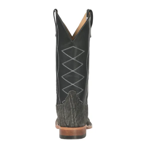 Men's Anderson Bean Granite Safari Elephant and Black Square Toe Exotic Cowboy Boots-BLACK