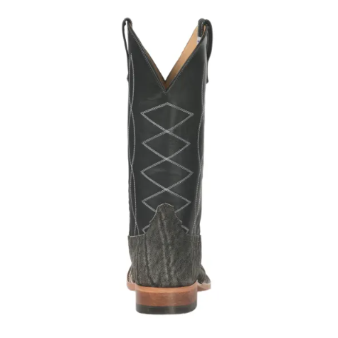 Men's Anderson Bean Granite Safari Elephant and Black Square Toe Exotic Cowboy Boots-BLACK