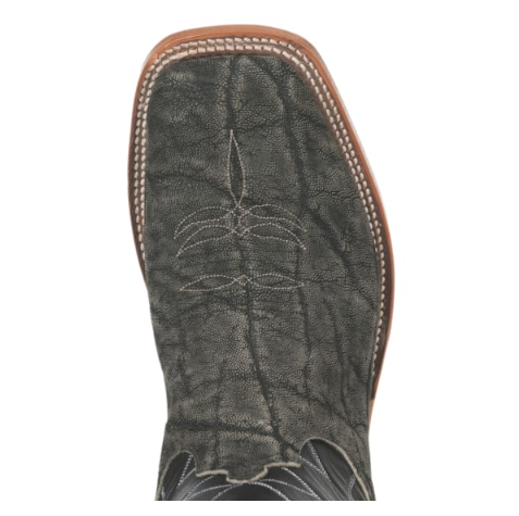 Men's Anderson Bean Granite Safari Elephant and Black Square Toe Exotic Cowboy Boots-BLACK