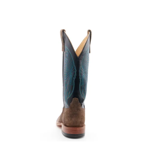 Men's Anderson Bean River Rock Grey Suede and Black Wide Square Toe Cowboy Boot-DISTRESS