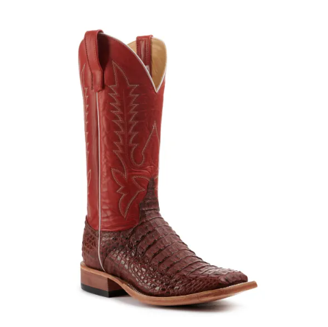 Men's Anderson Bean Rust Lux Hornback Caiman and Red Wide Square