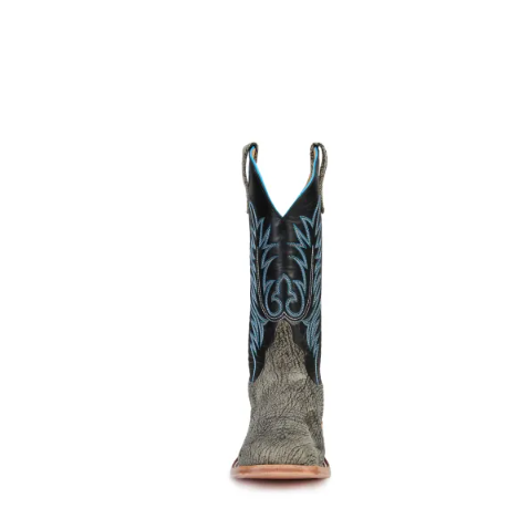 Men's Anderson Bean Flint Marsh Black and White Wide Square Toe Western Boots-CHARCOA