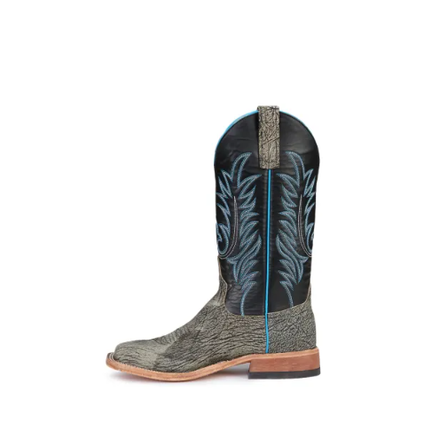 Men's Anderson Bean Flint Marsh Black and White Wide Square Toe Western Boots-CHARCOA