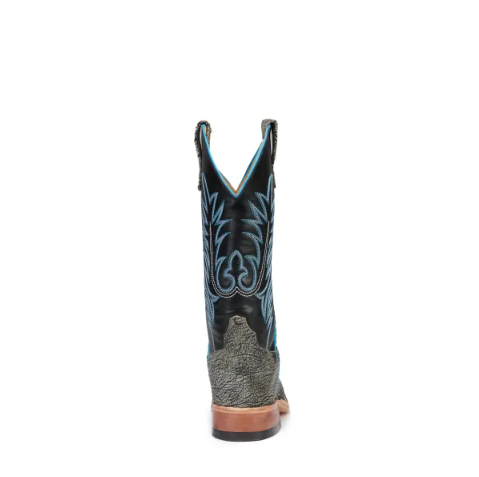 Men's Anderson Bean Flint Marsh Black and White Wide Square Toe Western Boots-CHARCOA