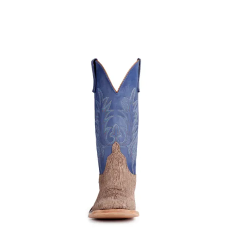 Men's Anderson Bean Tan and Royal Blue Hybrid Sole Wide Square Toe Cowboy Boots-TAN