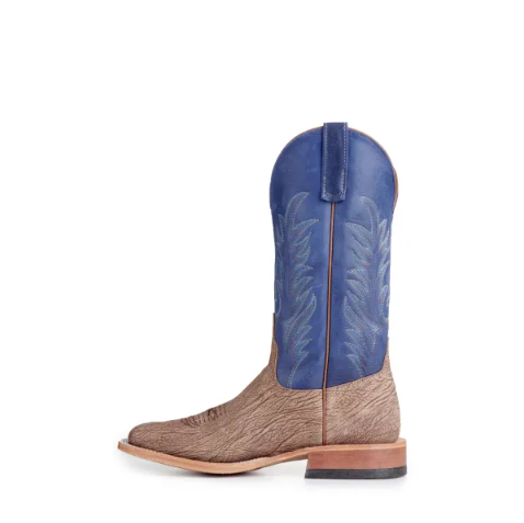 Men's Anderson Bean Tan and Royal Blue Hybrid Sole Wide Square Toe Cowboy Boots-TAN