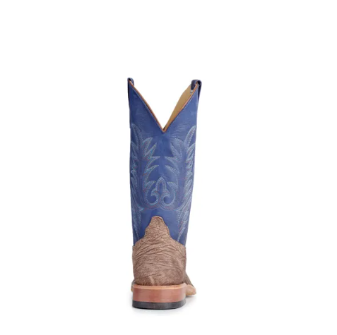 Men's Anderson Bean Tan and Royal Blue Hybrid Sole Wide Square Toe Cowboy Boots-TAN
