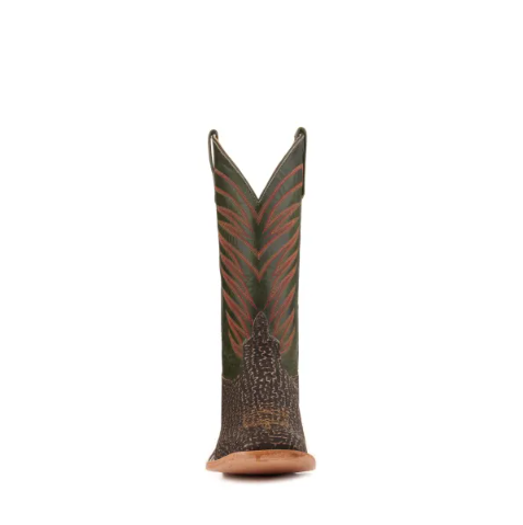 Men's Anderson Bean Emerald Green and Tan Safari Shark Wide Square Toe Cowboy Boots-TAN