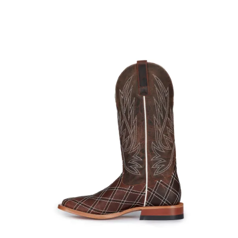 Men's Anderson Bean Horse Power Distressed Brown with Moka Zigzag Patchwork Square Toe Cowboy Boots-