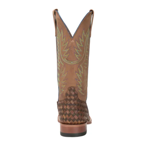 Men's Anderson Bean Horse Power Toast and Honey Woven Square Toe Cowboy Boots-BROWN