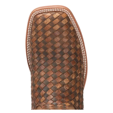 Men's Anderson Bean Horse Power Toast and Honey Woven Square Toe Cowboy Boots-BROWN