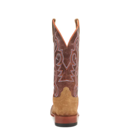 Men's Anderson Bean Horse Power Camel Roughout and Chocolate Wide Square Toe Cowboy Boots-CAMEL