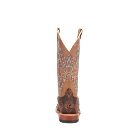 Men's Anderson Bean Horse Power Brown Patchwork and Tan Wide Square Toe Cowboy Boots-BROWN