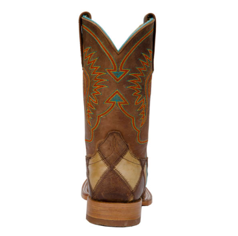 Anderson Bean | Kids' Brown & Tan Patchwork Square Toe Western Boots-BROWN