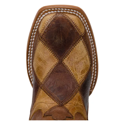 Anderson Bean | Kids' Brown & Tan Patchwork Square Toe Western Boots-BROWN