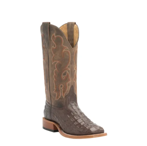 Anderson Bean | Kids Chocolate Croc Print Square Toe Western Boo - Click Image to Close