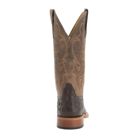 Anderson Bean | Kids Chocolate Croc Print Square Toe Western Boots-CHOCOLATE