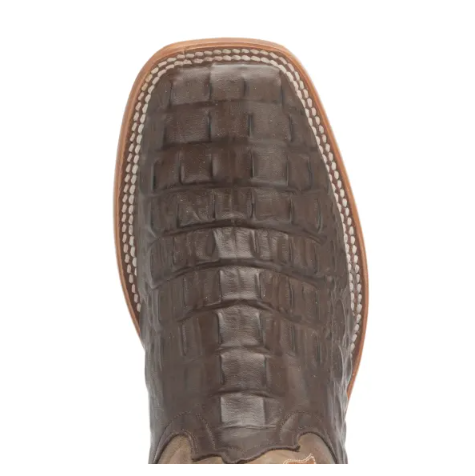 Anderson Bean | Kids Chocolate Croc Print Square Toe Western Boots-CHOCOLATE
