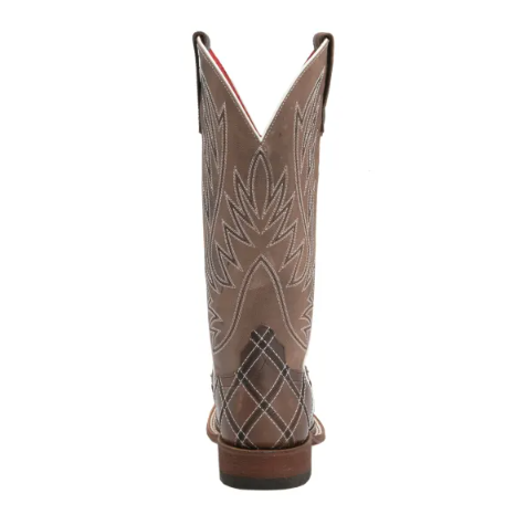 Women's Anderson Bean Macie Bean Chocolate with Diamond Stitch Embroidery Square Toe Cowboy Boots-BR