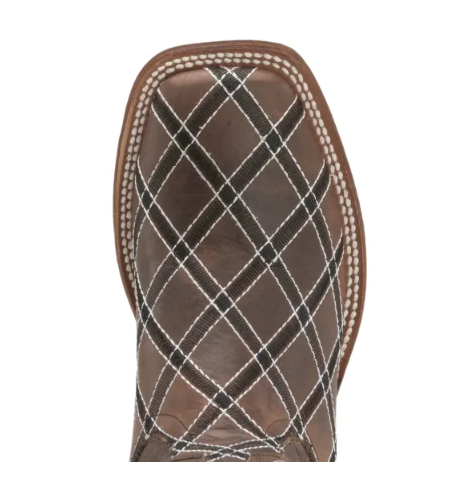 Women's Anderson Bean Macie Bean Chocolate with Diamond Stitch Embroidery Square Toe Cowboy Boots-BR