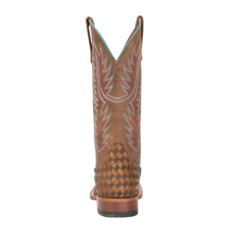 Women's Anderson Bean Macie Bean Toast and Honey Woven Square Toe Cowboy Boots-BROWN