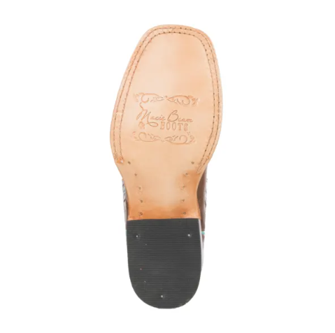 Macie Bean | Kid's Antiqued Honey Brown with Rose Garden Embroidery Square Toe Western Boots-TAN
