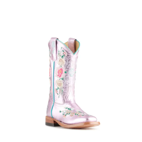 Anderson Bean | Kids Macie Bean Metallic Pink Floral Embroidered