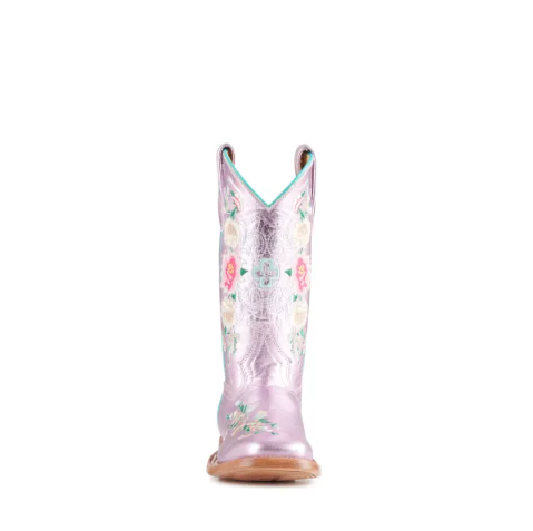 Anderson Bean | Kids Macie Bean Metallic Pink Floral Embroidered - Click Image to Close