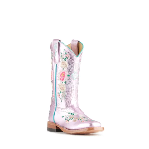 Anderson Bean | Youth Macie Bean Metallic Pink Floral Embroidere - Click Image to Close