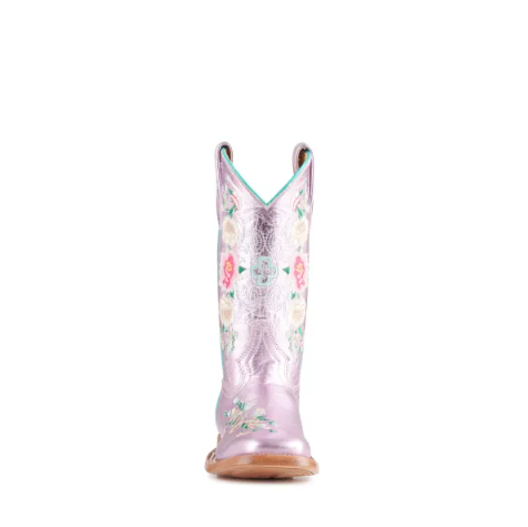 Anderson Bean | Youth Macie Bean Metallic Pink Floral Embroidere - Click Image to Close