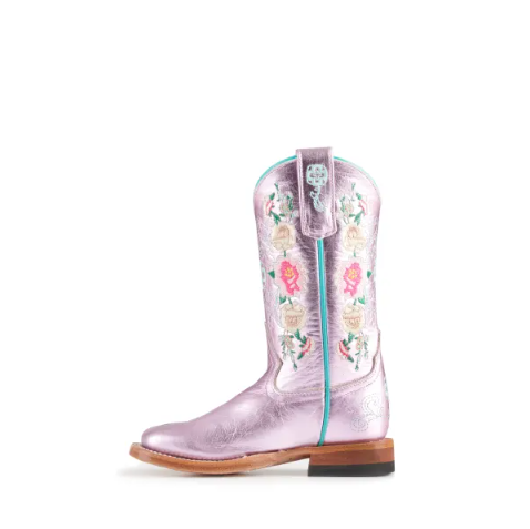 Anderson Bean | Youth Macie Bean Metallic Pink Floral Embroidere