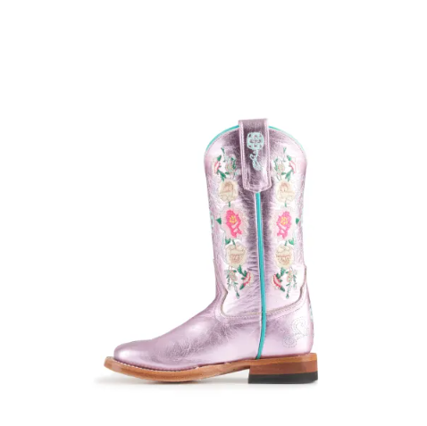 Anderson Bean | Youth Macie Bean Metallic Pink Floral Embroidere - Click Image to Close