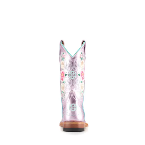 Anderson Bean | Youth Macie Bean Metallic Pink Floral Embroidere - Click Image to Close