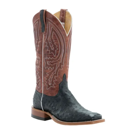 Men's Anderson Bean Black Full Quill Ostrich and Rust Lava Squar