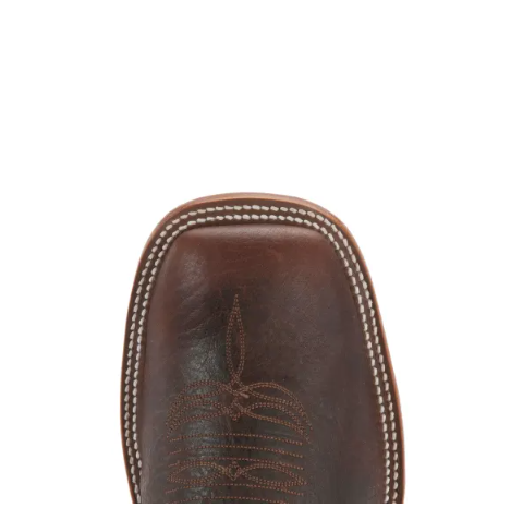 Men's Anderson Bean Brown Bison and Rust Double Welt Square Toe Cowboy Boot-DARK BROWN