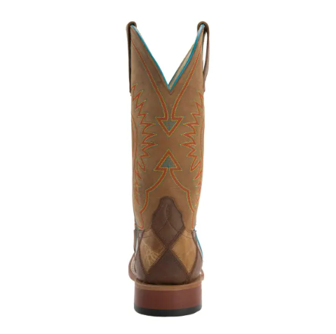 Anderson Bean | Youth Macie Bean Brown & Tan Patchwork Square Toe Western Boots-BROWN