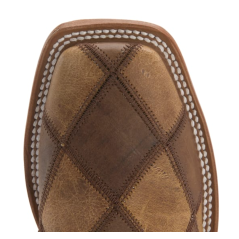 Anderson Bean | Youth Macie Bean Brown & Tan Patchwork Square To - Click Image to Close