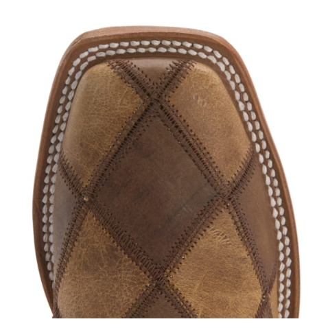 Anderson Bean | Youth Macie Bean Brown & Tan Patchwork Square Toe Western Boots-BROWN