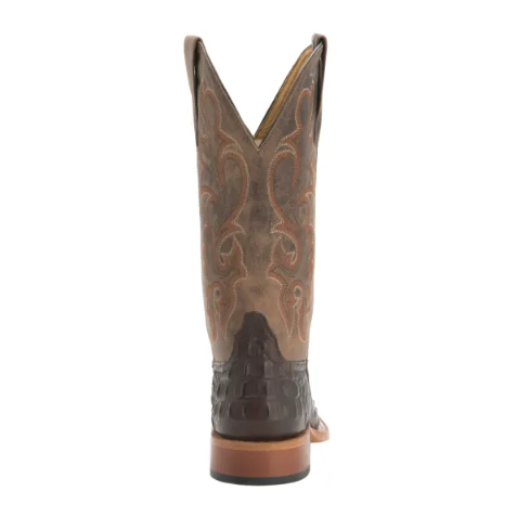 Anderson Bean | Youth Chocolate Croc Print Square Toe Western Bo