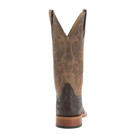 Anderson Bean | Youth Chocolate Croc Print Square Toe Western Boots-CHOCOLATE