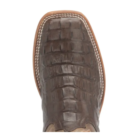 Anderson Bean | Youth Chocolate Croc Print Square Toe Western Boots-CHOCOLATE
