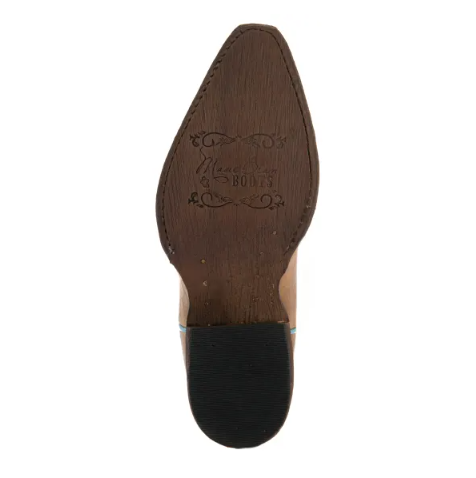 Anderson Bean | Youth Macie Bean Antiqued Honey Brown with Rose Garden Embroidery Snip Toe Boots-BRO