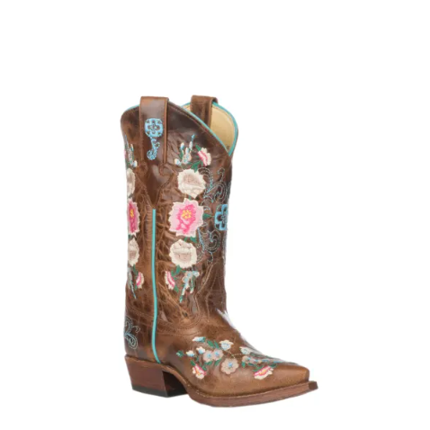 Anderson Bean | Kids Macie Bean Tan Mad Cat Floral Embroidered S - Click Image to Close